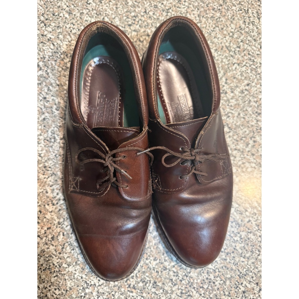 Vintage Sebago USA Mens Brown Leather Derby Oxford Shoes Lace Up Cats Paw Heel